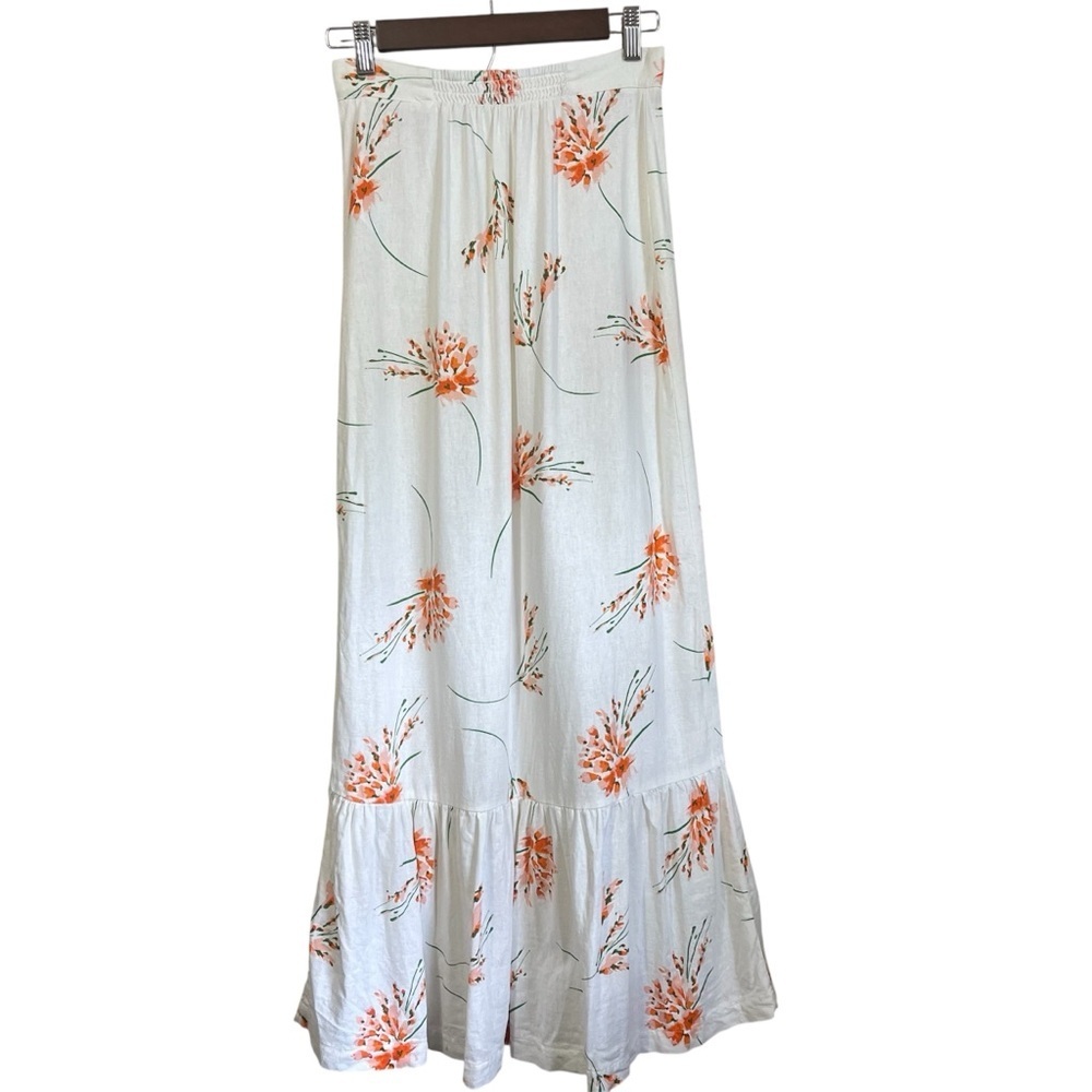 Urban Outfitters Selma Linen Blend Ruffle Button-Through Maxi Skirt Size Small - Picture 4 of 8